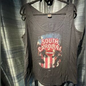 Ladies 3X Harley-Davidson Black Tank Top with bling and red foil print